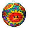 Lampion rund Sonnen/Sommerblumen blau 25cm