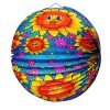 Lampion rund Sonnen/Sommerblumen blau 33cm