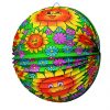 Lampion rund Sonnen/Sommerblumen grün 33cm