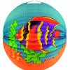 Lampion rund Fisch blau/rot 33cm