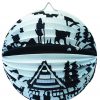 Lampion rund Alpaufzug schwarz/weiss 25cm