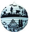 Lampion rund Alpaufzug schwarz/weiss 25cm
